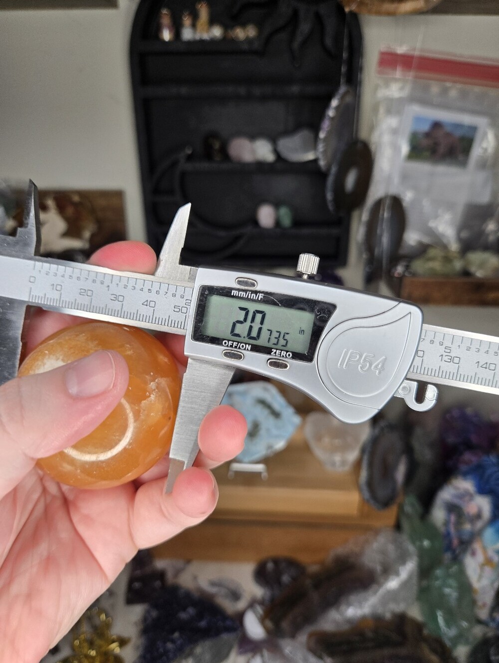 Orange Calcite "Eyeball" Crystal Sphere - Picture 3 of 3
